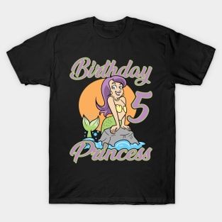 Fifth 5th Birthday Mermaid Princess T-Shirt